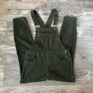 Green corduroy overalls